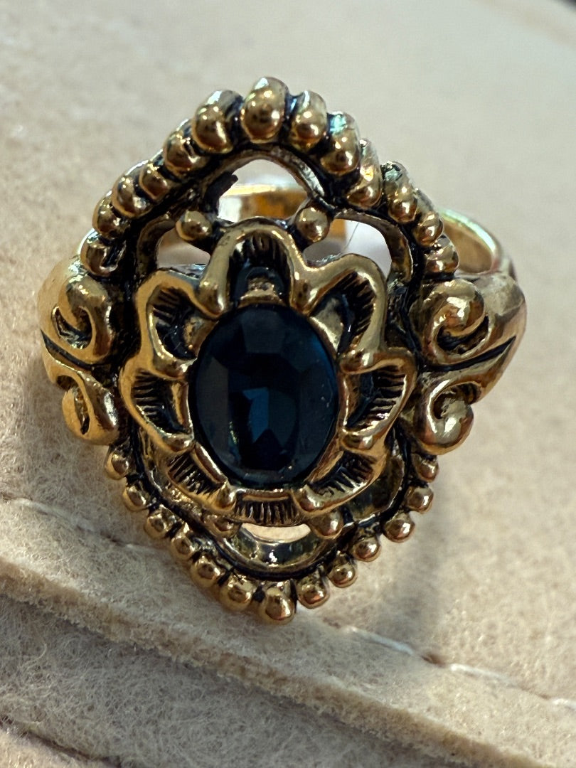 Blue / Gold AVON Blue / Gold AVON Ring, 6.75, 6.75
