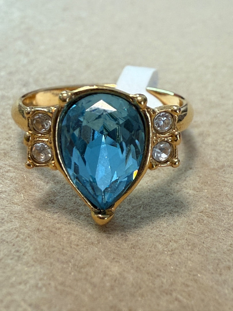 Blue Topaz with Gold Avon Ring, 6.5
