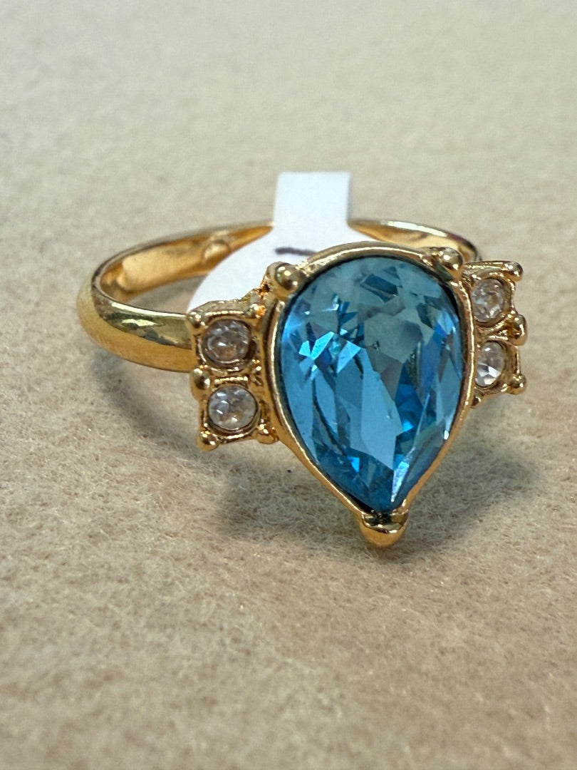 Blue Topaz with Gold Avon Ring, 6.5