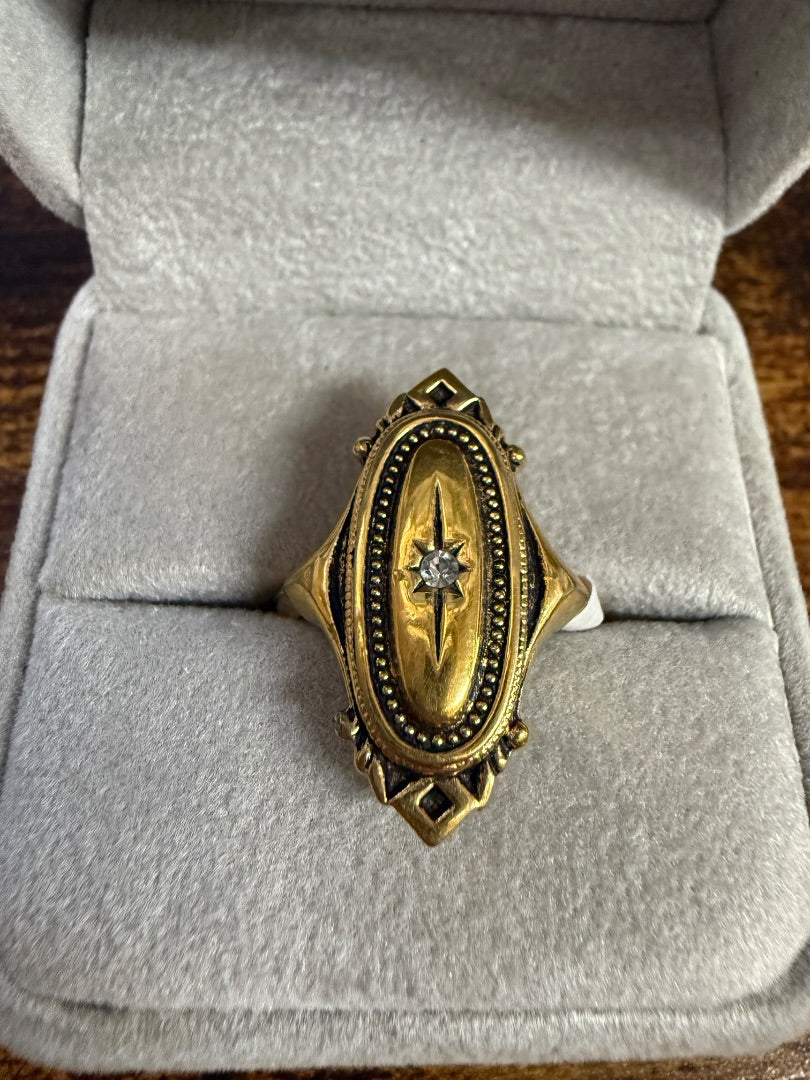 AVON Gold CZ Adjustable Avon Ring Size 4