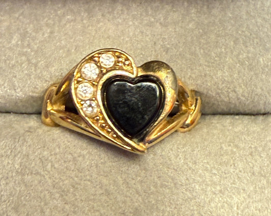 Black / Gold AVON Black / Gold Heart Ring, 3.75