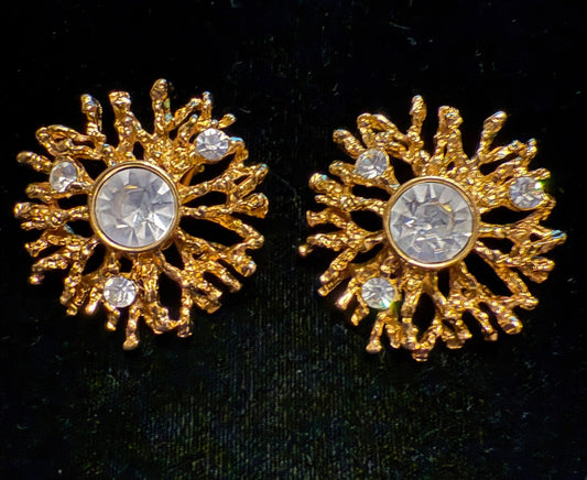 KJL Kenneth Jay Lane AVON Clip Earrings Gold Starburst