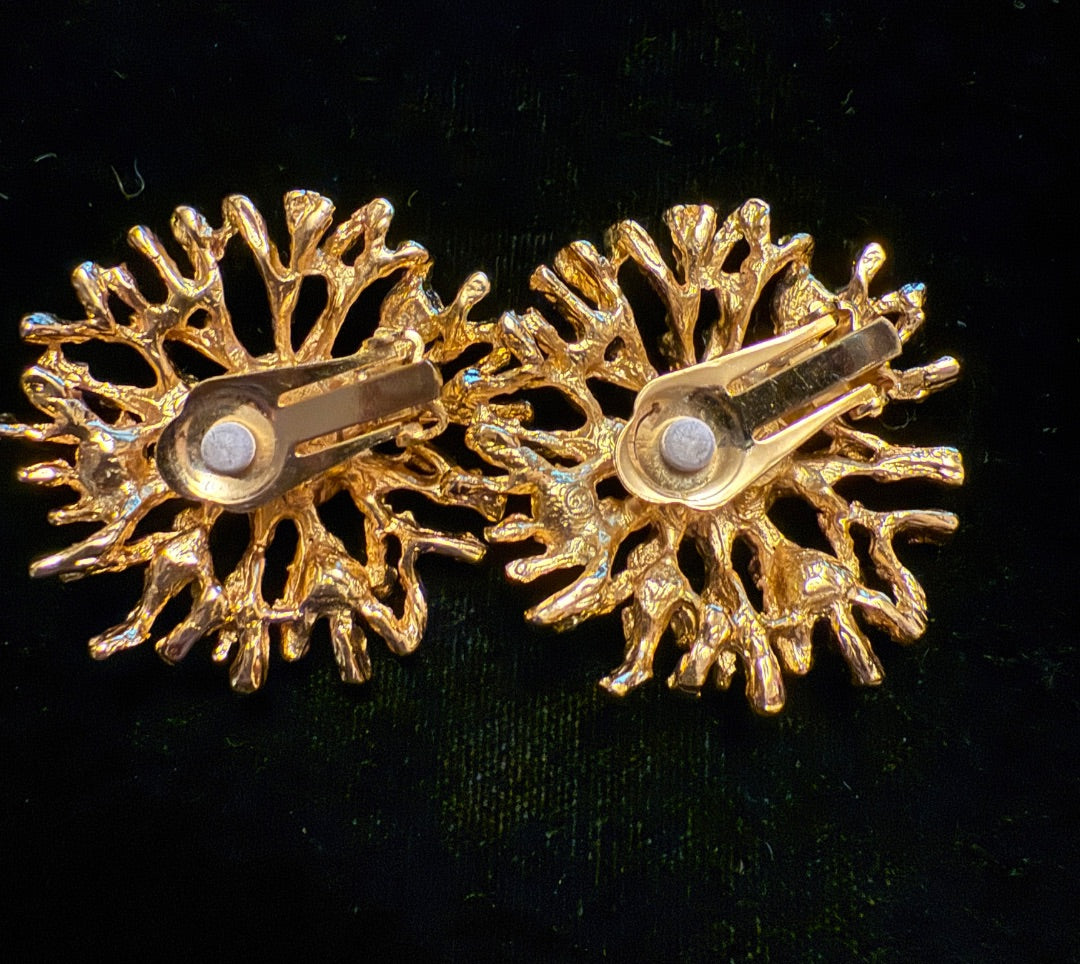 KJL Kenneth Jay Lane AVON Clip Earrings Gold Starburst