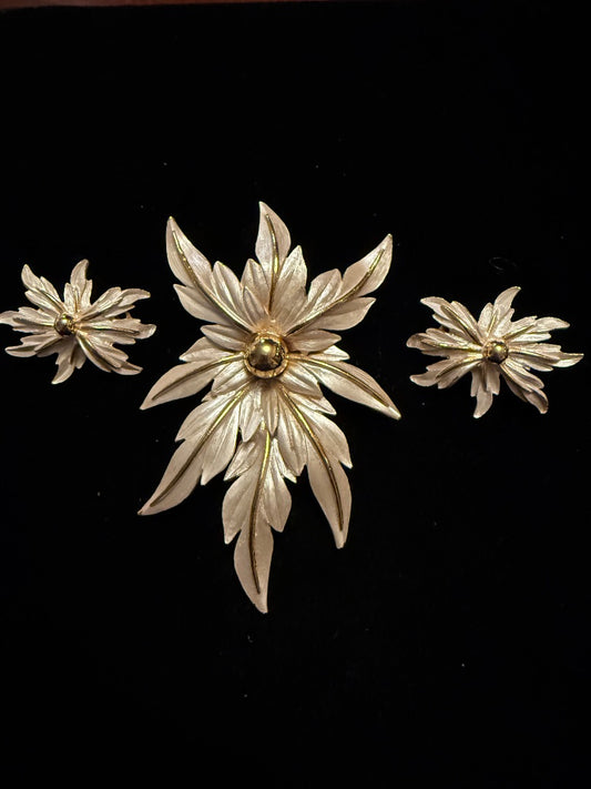 Vintage Park Lane Christmas Brooch and Clip earrings set