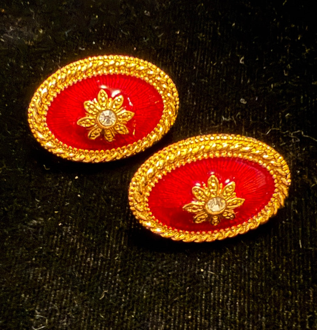 Vintage Avon Red Christmas Clip Earrings