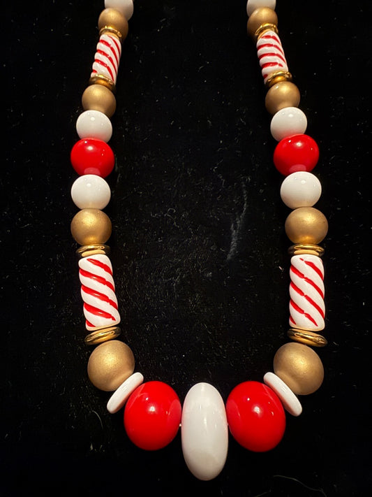 Vintage Avon Christmas Candy Cane 1990 Necklace