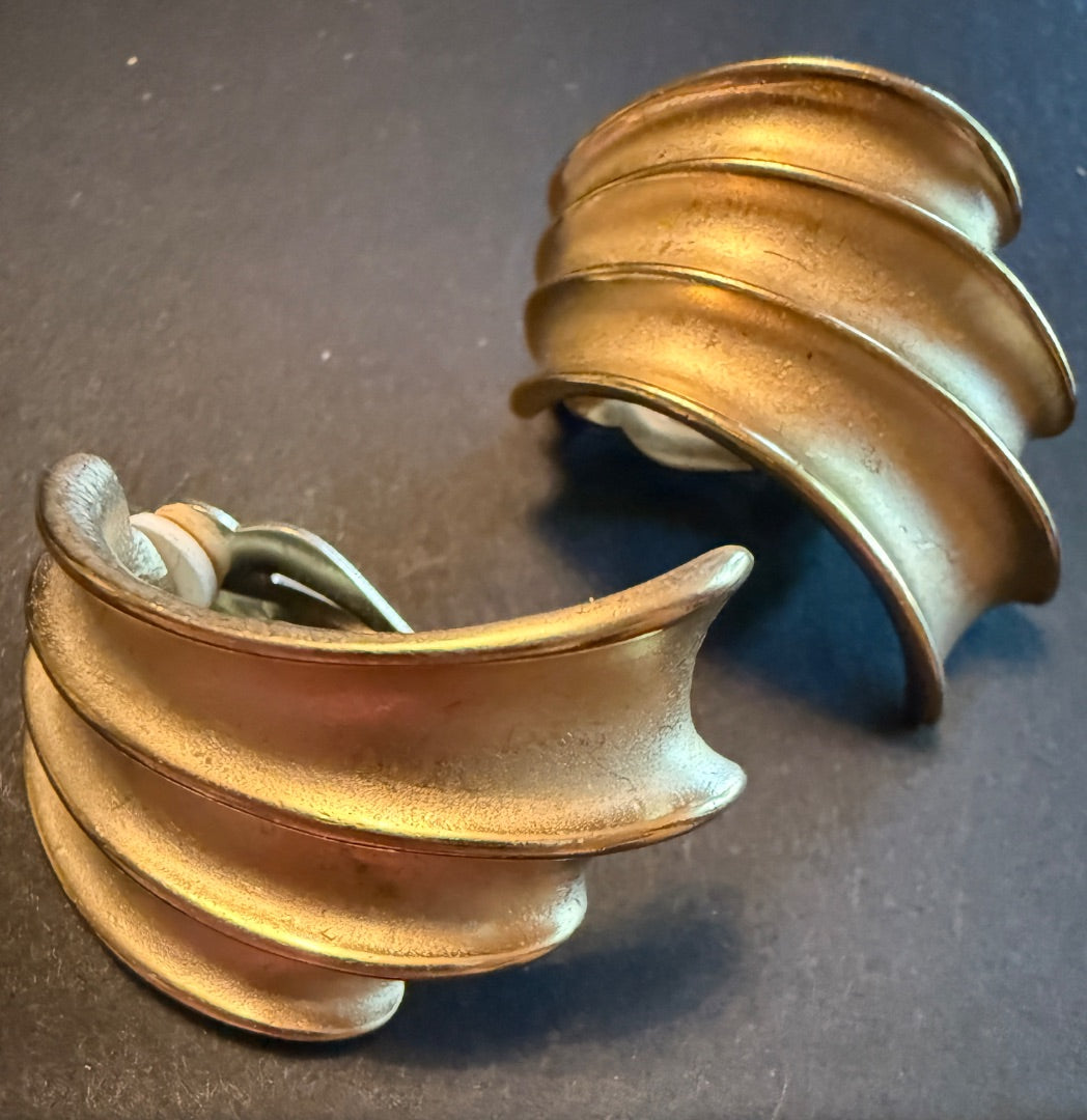 Triple Crescent Clip Earrings