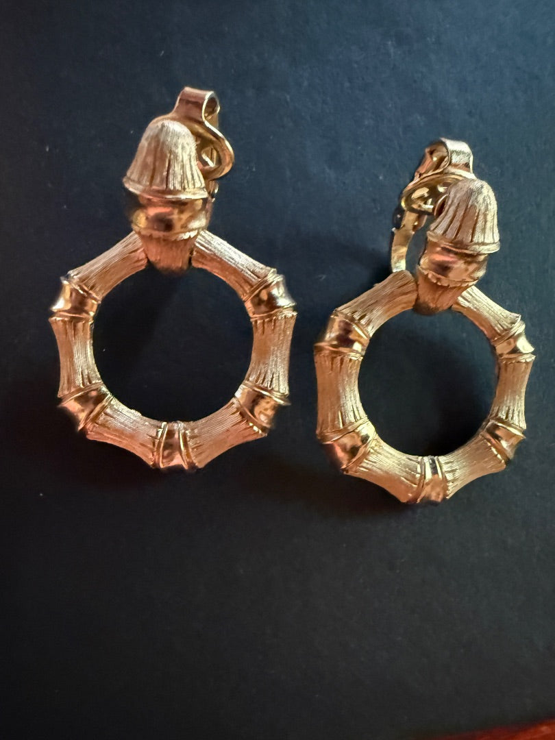 Door Knocker Bamboo Clip Earrings