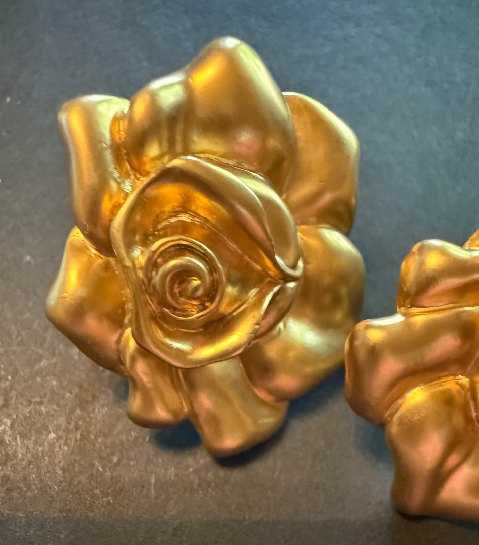 1993 Vintage Rose Clip Earrings