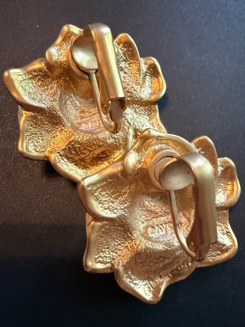 1993 Vintage Rose Clip Earrings