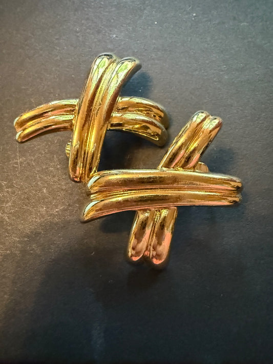 Large X Kisses Clip Earrings