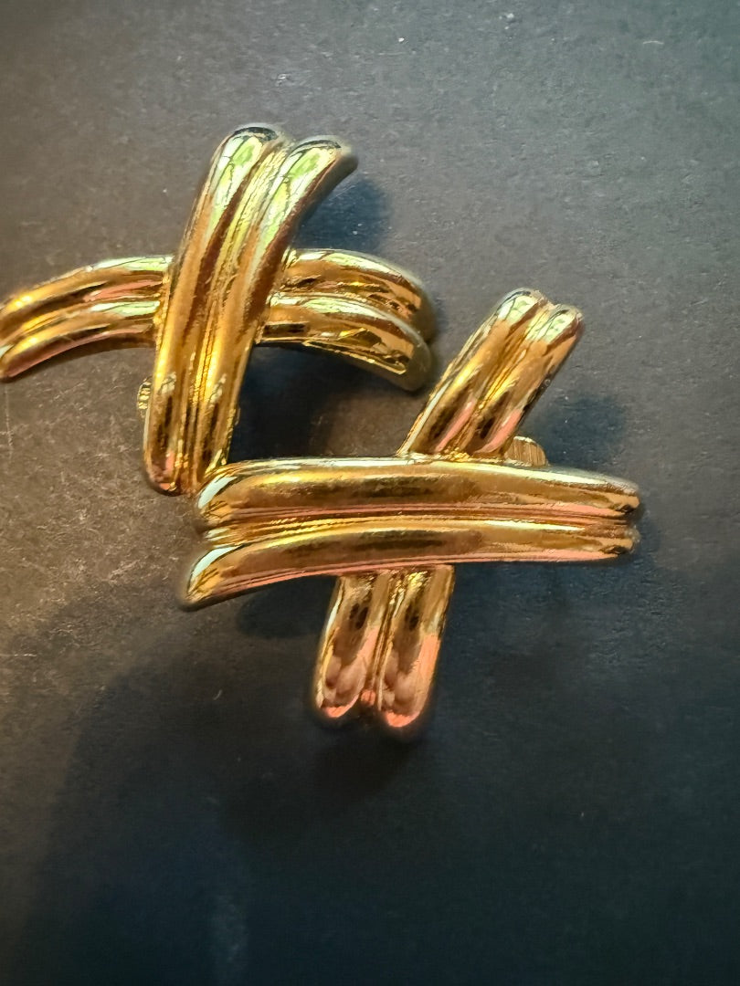 Large X Kisses Clip Earrings