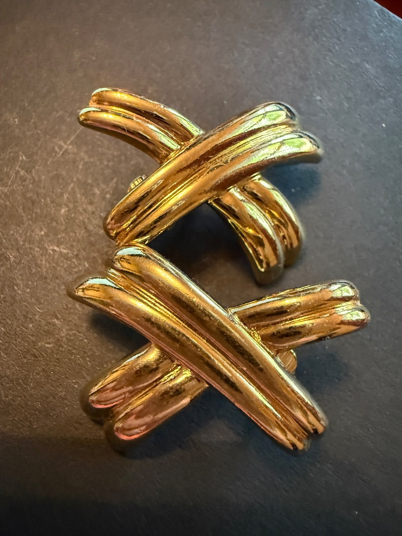 Large X Kisses Clip Earrings