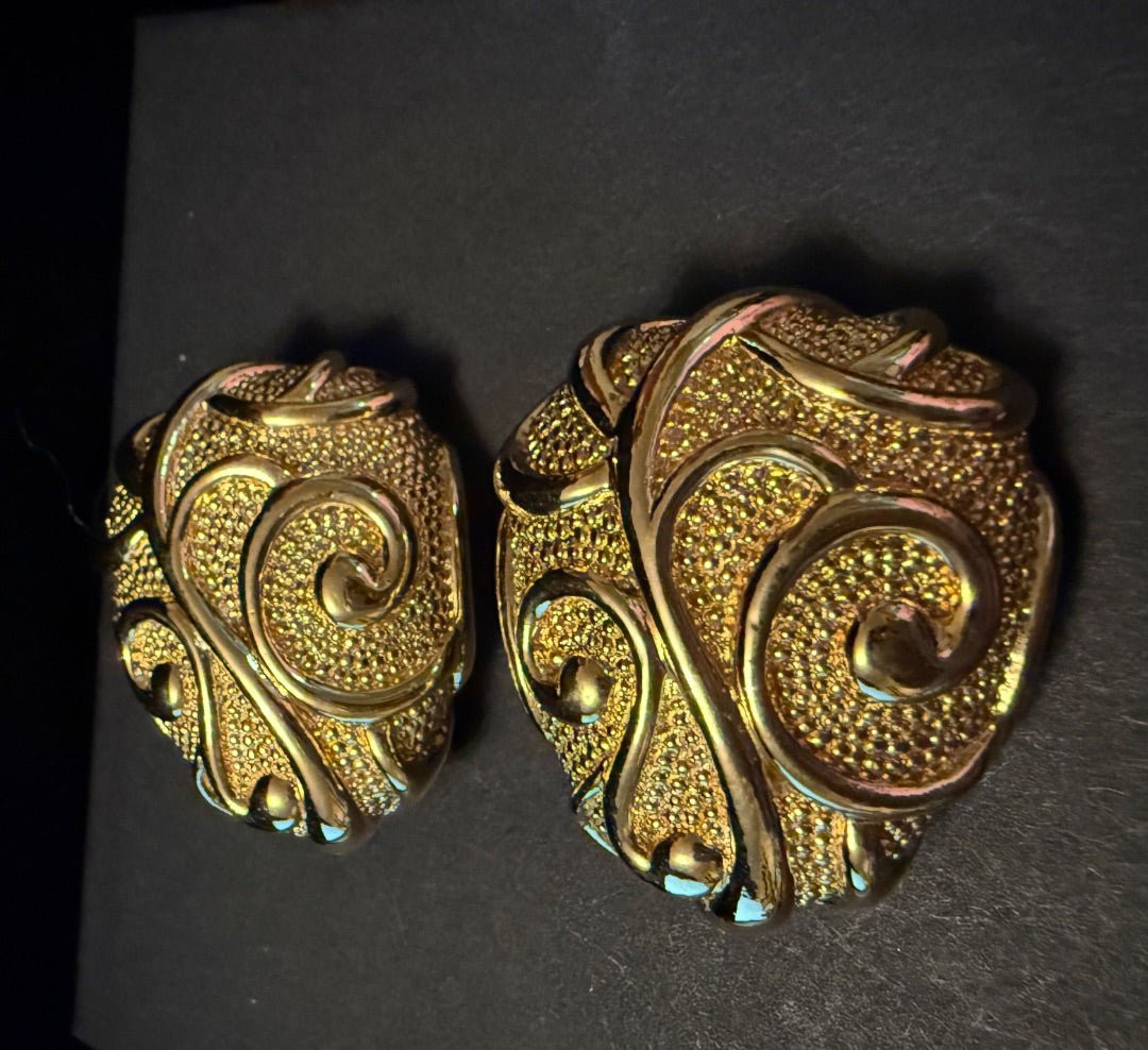 Avon Jose Barberra Gold Clip Earrings