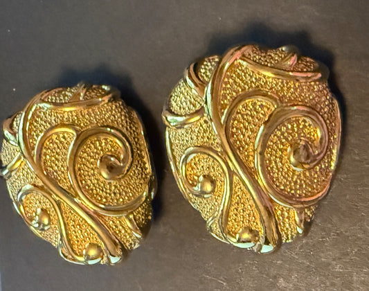 Avon Jose Barberra Gold Clip Earrings