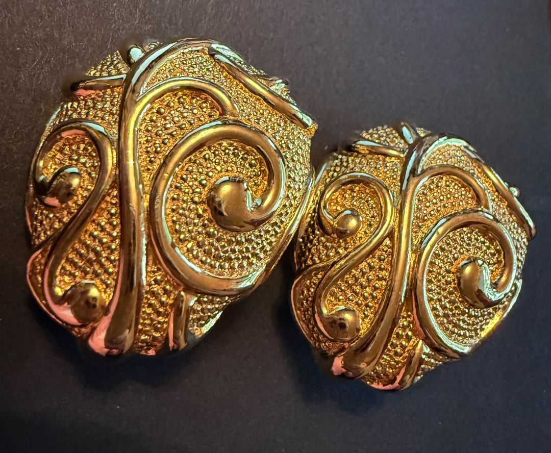 Avon Jose Barberra Gold Clip Earrings