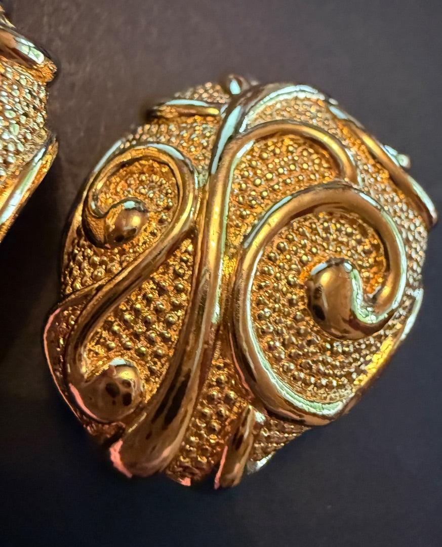 Avon Jose Barberra Gold Clip Earrings