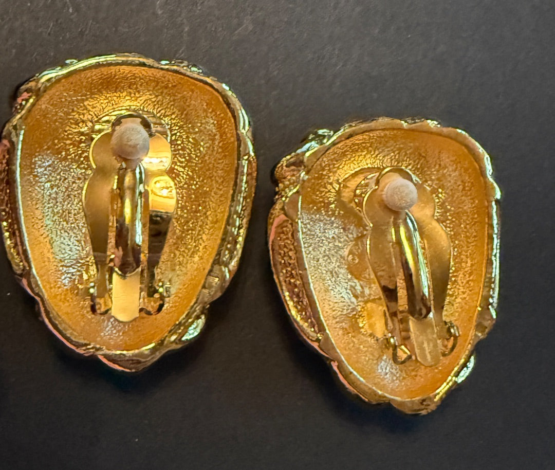 Avon Jose Barberra Gold Clip Earrings