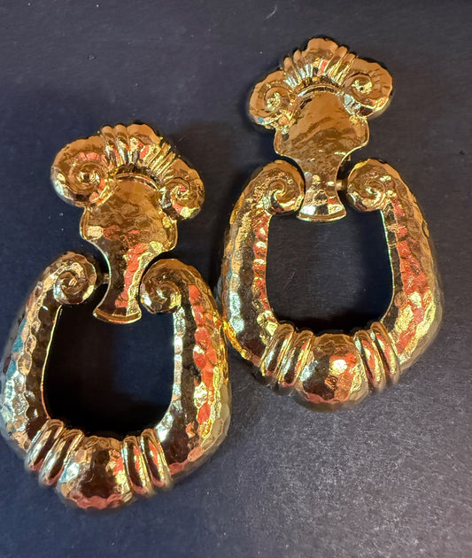 Jose Barberra Door Knocker  Clip Earrings