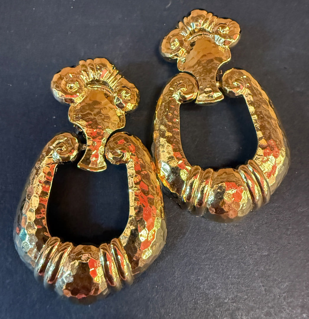 Jose Barberra Door Knocker  Clip Earrings