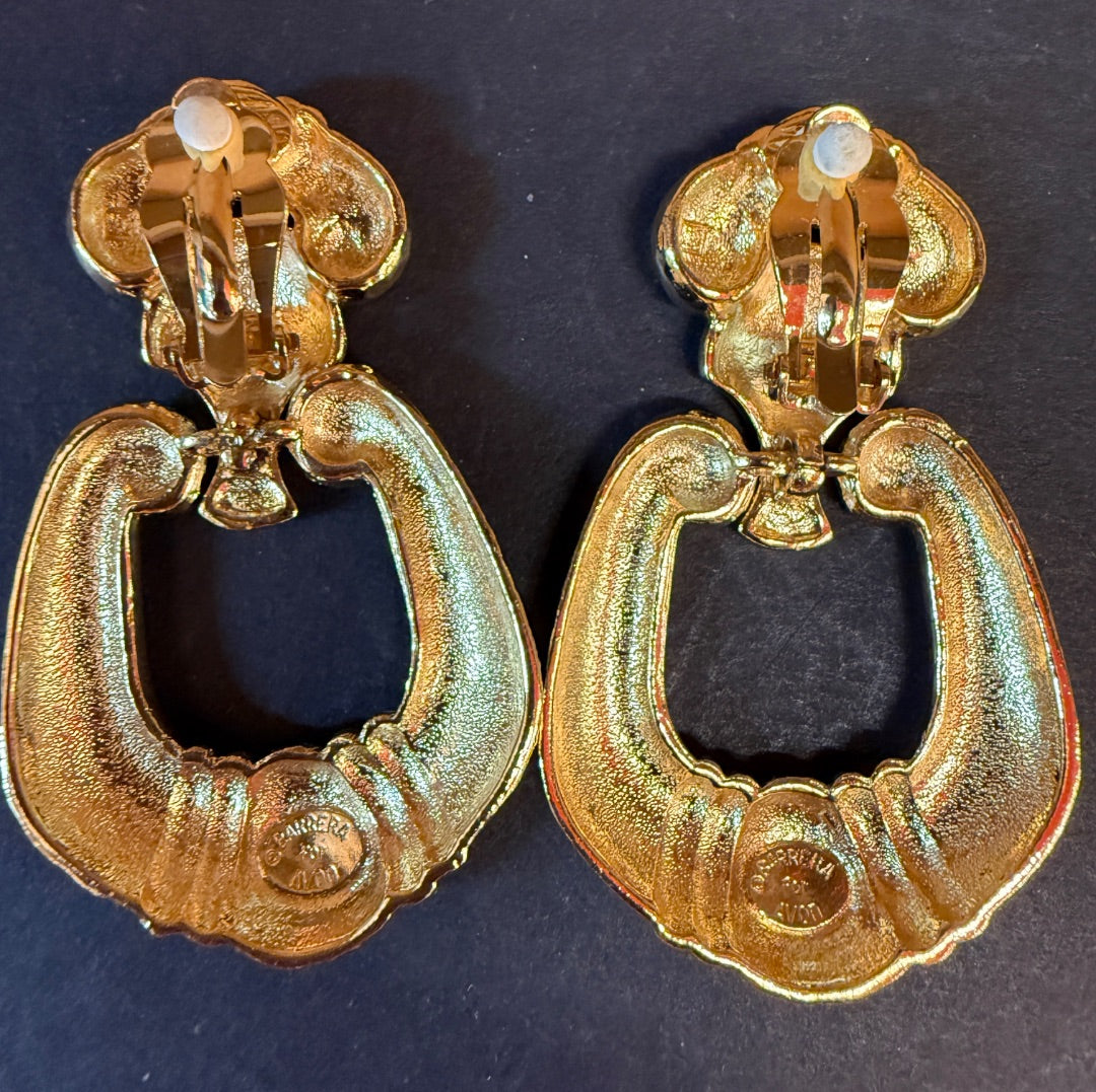 Jose Barberra Door Knocker  Clip Earrings