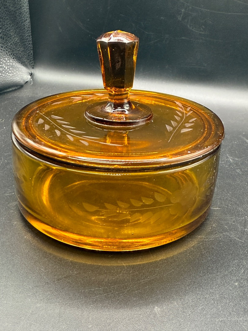 Martinsville Amber Powder Jar
