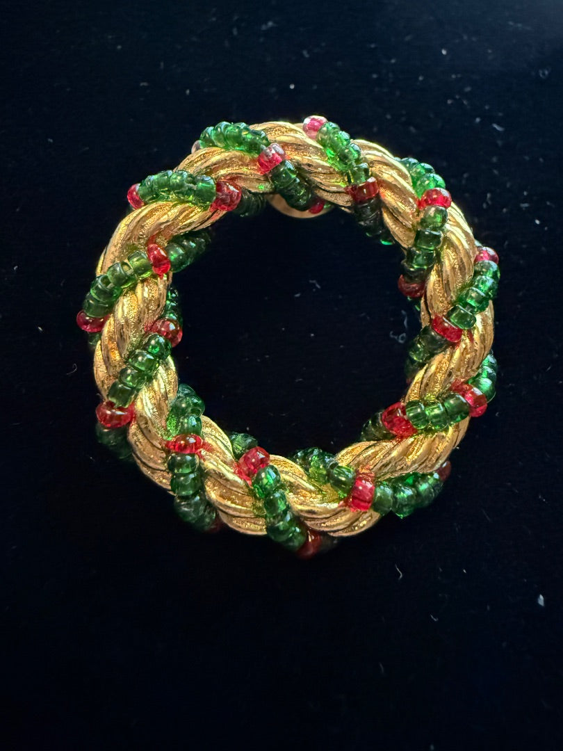 Avon Gold Green Christmas Wreath