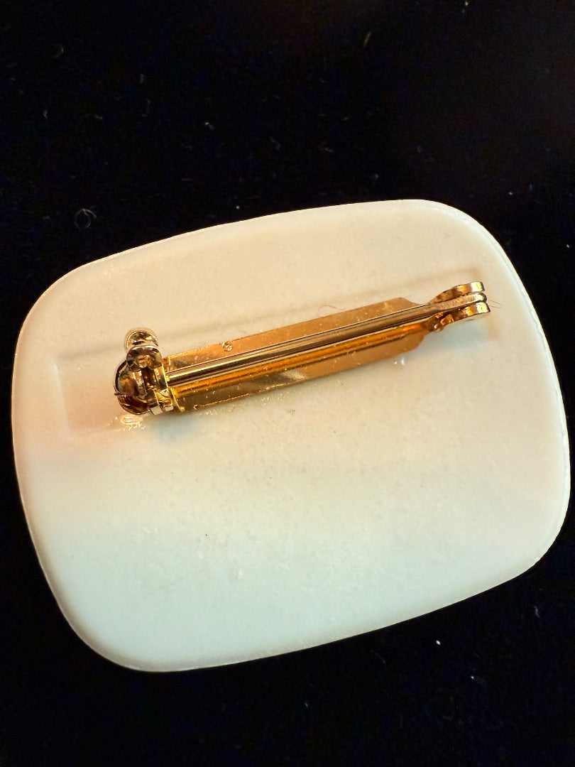 Porcelain Scenic Skating Christmas Brooch