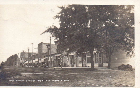 Real Photo of Main Street Looking West in Coopersville MI Michigan Postcard