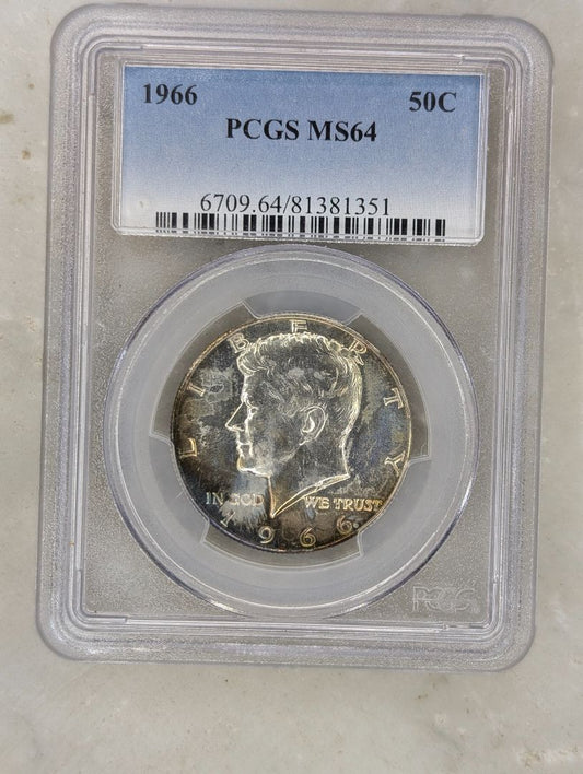 1966 MS64 Toned Kennedy Half Dollar
