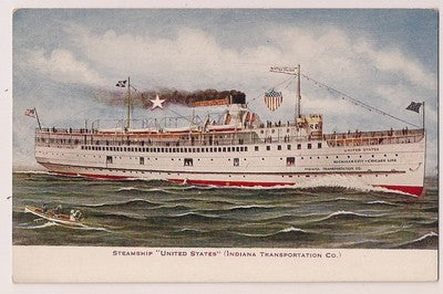 Steamship Unitied States Indiana Transportation Co Ship Postcard
