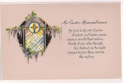 Pink Stained Glass Window Easter Remembrance Postcard