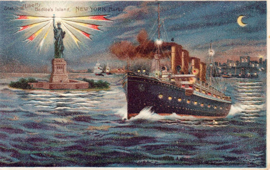 Statue Of Liberty, Bedloe's Island, New York Harbor HTL Hold to the Light postcard