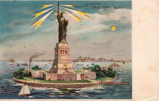 Statue Of Liberty, New York Harbor HTL Hold to the Light postcard