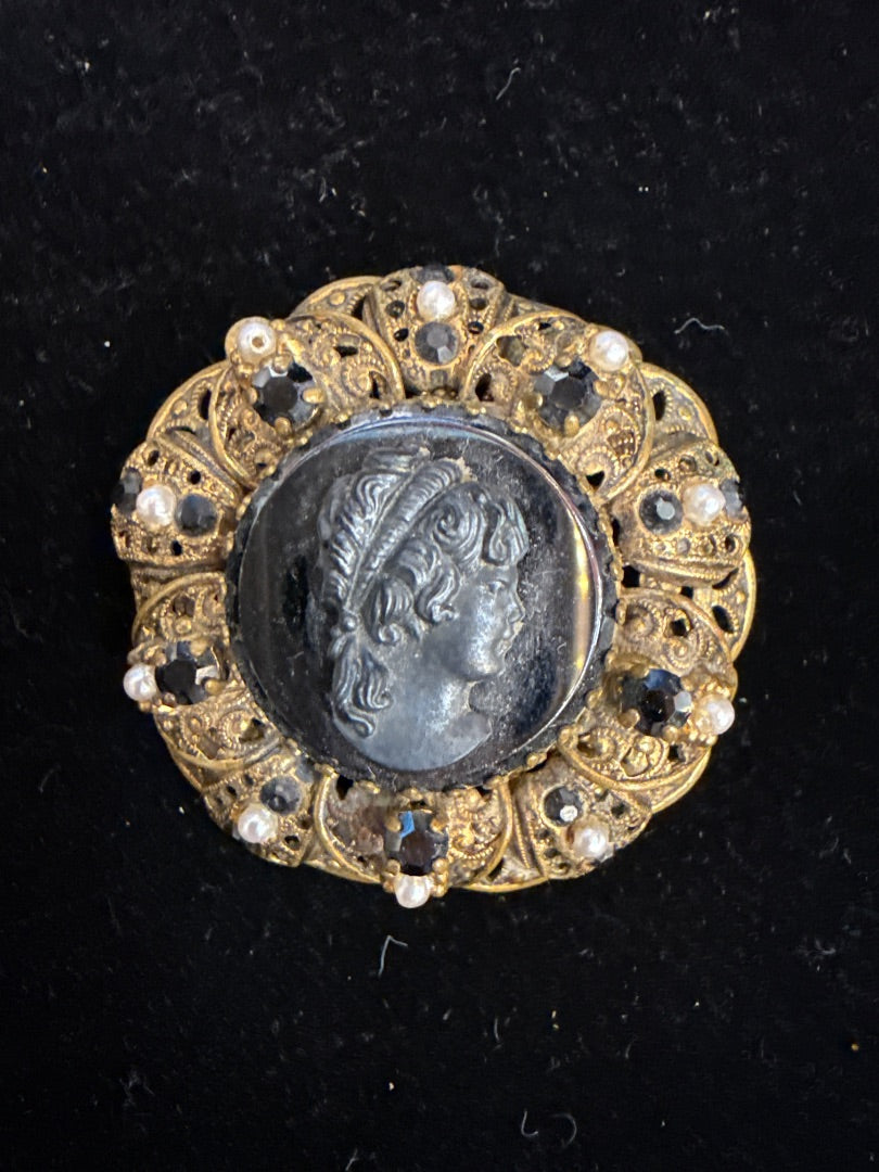 Black Cameo Brooch
