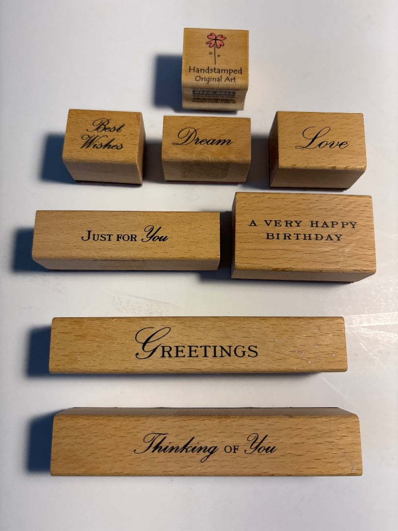 Lot of 8 Rubber Stamps - Words