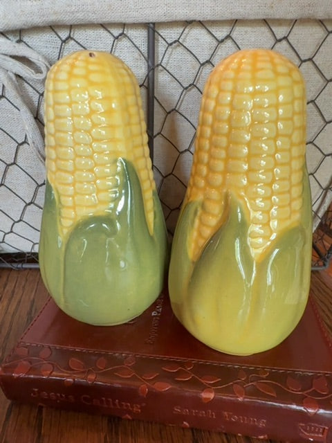 Green/Yellow  5" Pair of Shawnee Salt & Pepper Shakers, 5”