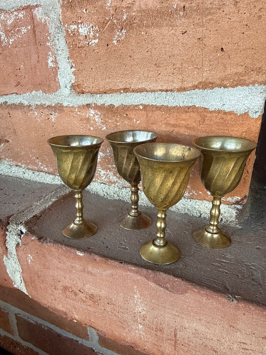Vintage Brass Wine goblets (4)