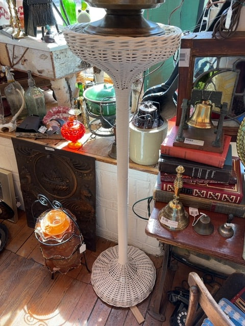 White Wicker Plant Stand