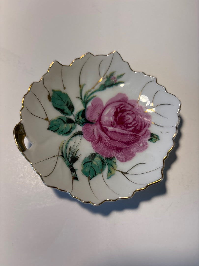 Trinket Dish - Rose - Leaf Edging