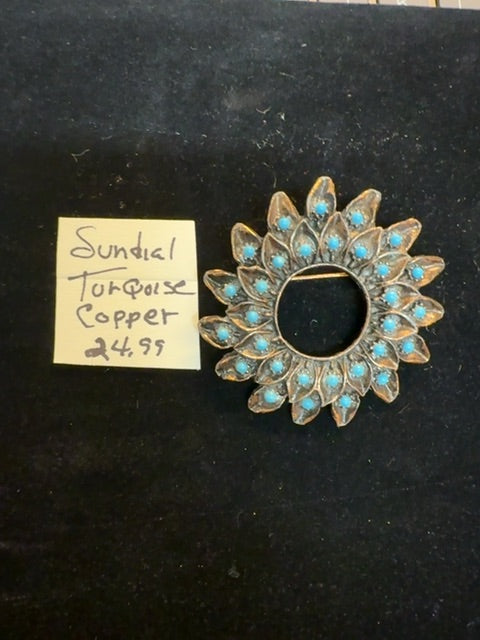 Copper Turquoise Brooch