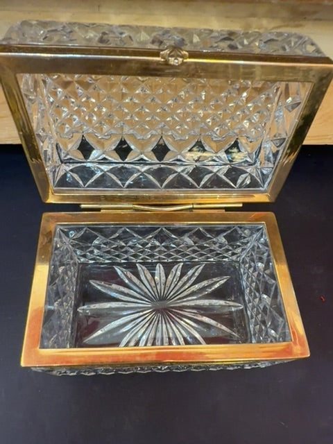 French Cut Crystal Dresser Table Jewelry Box