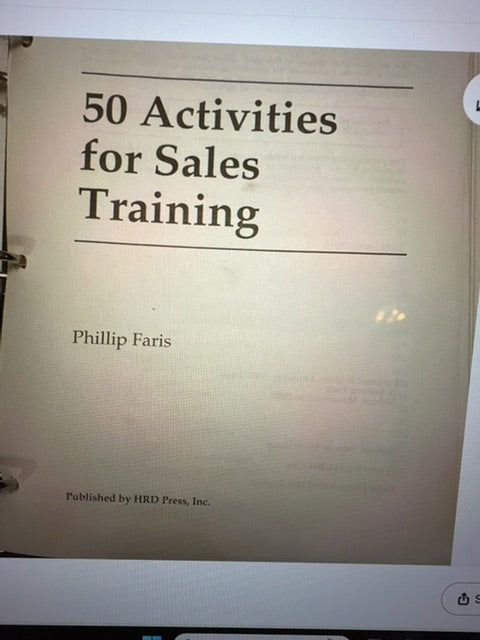 50 Fifty Activities for Sales Training Phillip Faris 1993