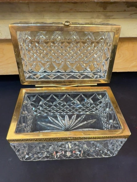 French Cut Crystal Dresser Table Jewelry Box