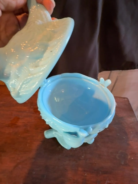 Bird in nest. Blue, 6x6