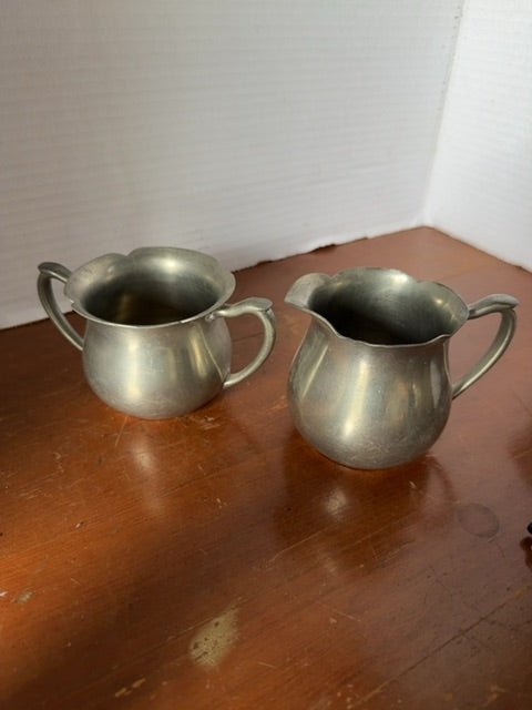 Pewter cream & sugar