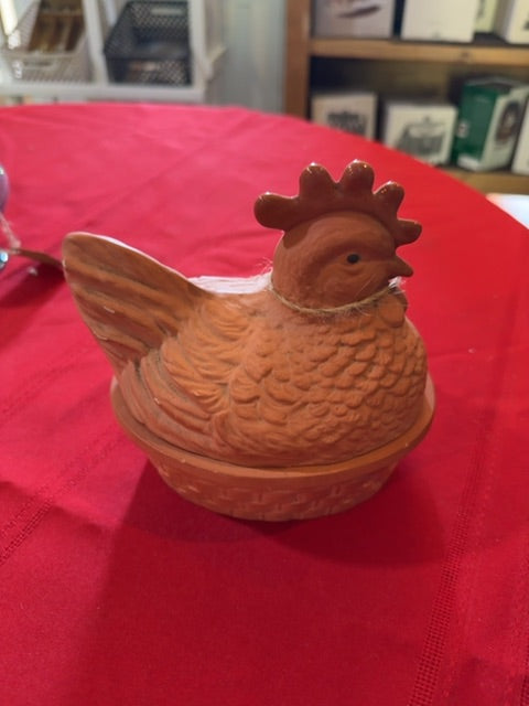 Stoneware chicken on nest