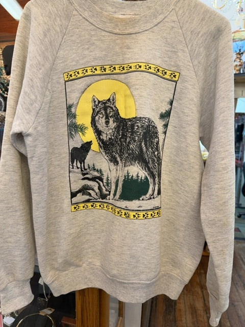 Vintage 90s Wolf Sweatshirt, Medium