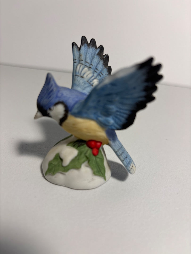 Homco Porcelain Blue Jay on Holly