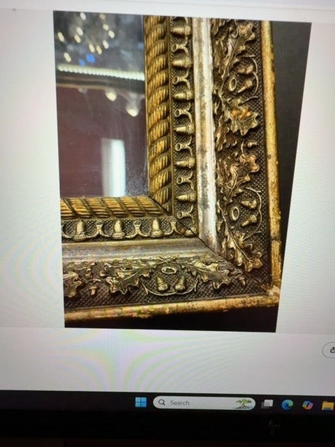 Antique Oak Wood  Oak Leaf Acorn Design 27 X 23 Civil War Era Frame